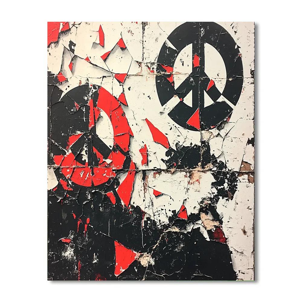 Banksy Inspired Peace Fragmentation Number painting