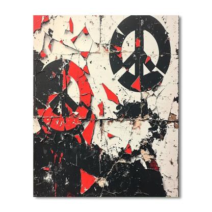 Banksy Inspired Peace Fragmentation Number painting