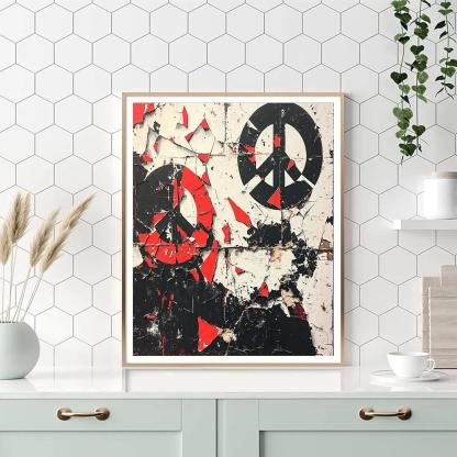 Banksy Inspired Peace Fragmentation Number painting