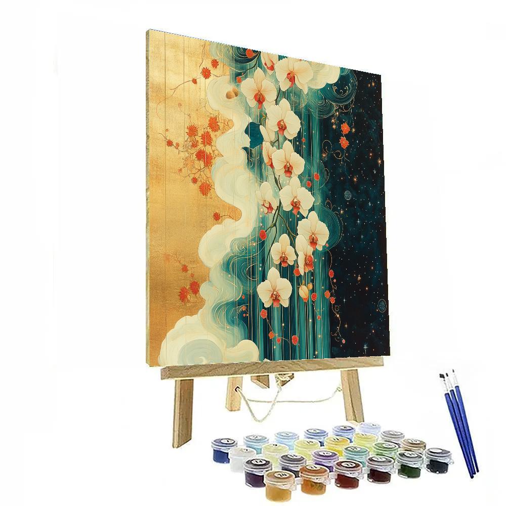 Alphonse Mucha Inspired Nebula Orchid Cascade Painting by numbers kit