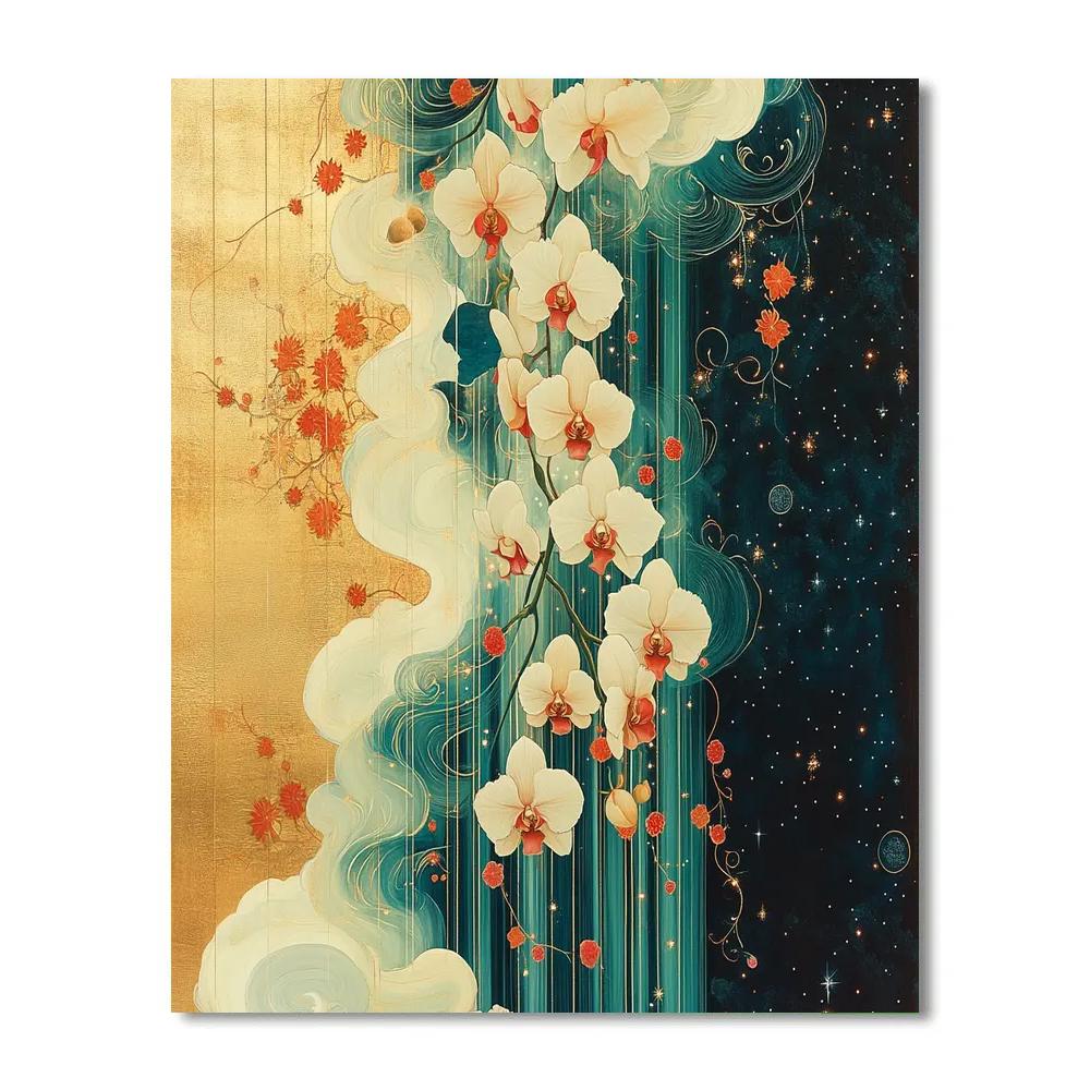 Alphonse Mucha Inspired Nebula Orchid Cascade Painting by numbers kit