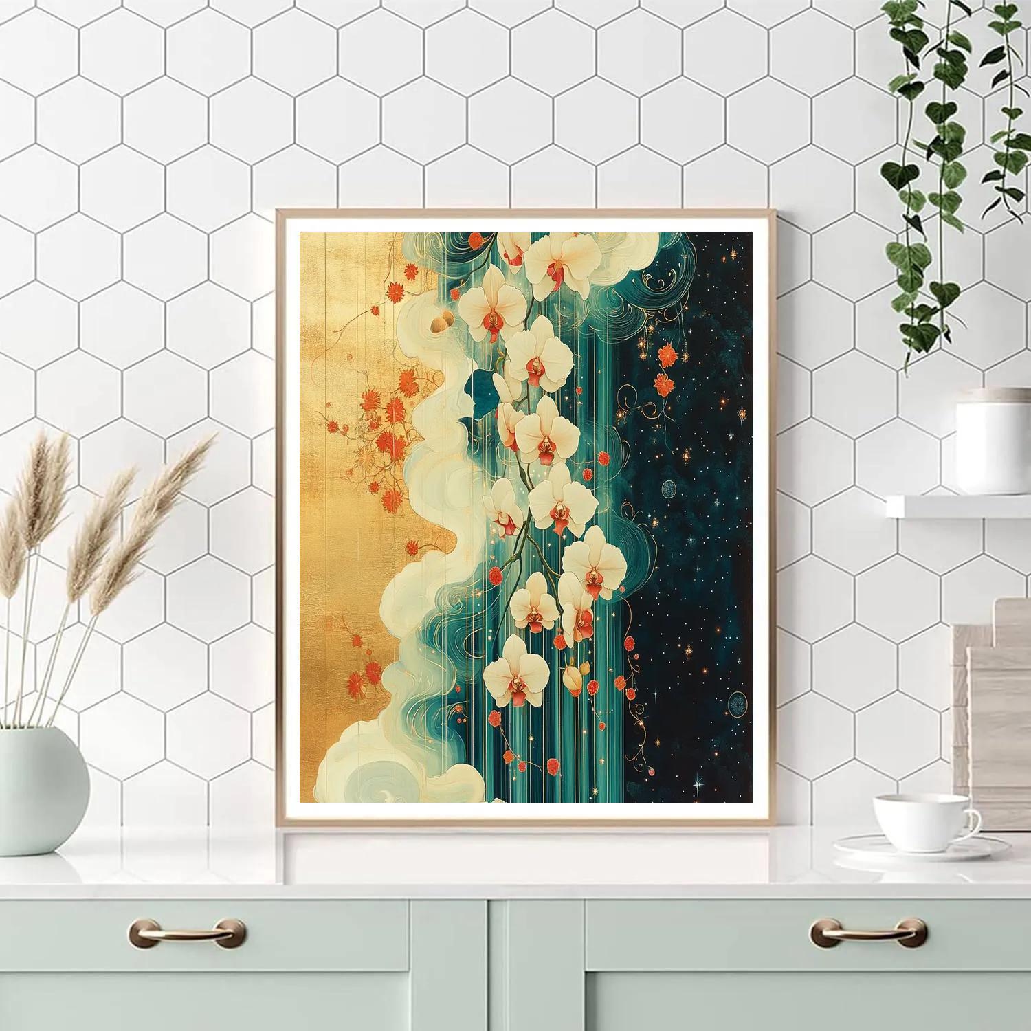 Alphonse Mucha Inspired Nebula Orchid Cascade Painting by numbers kit