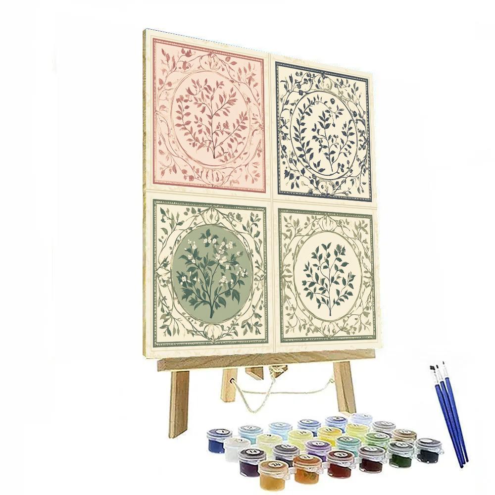 Alphonse Mucha Inspired Seasons In Petal Panels paint by numbers