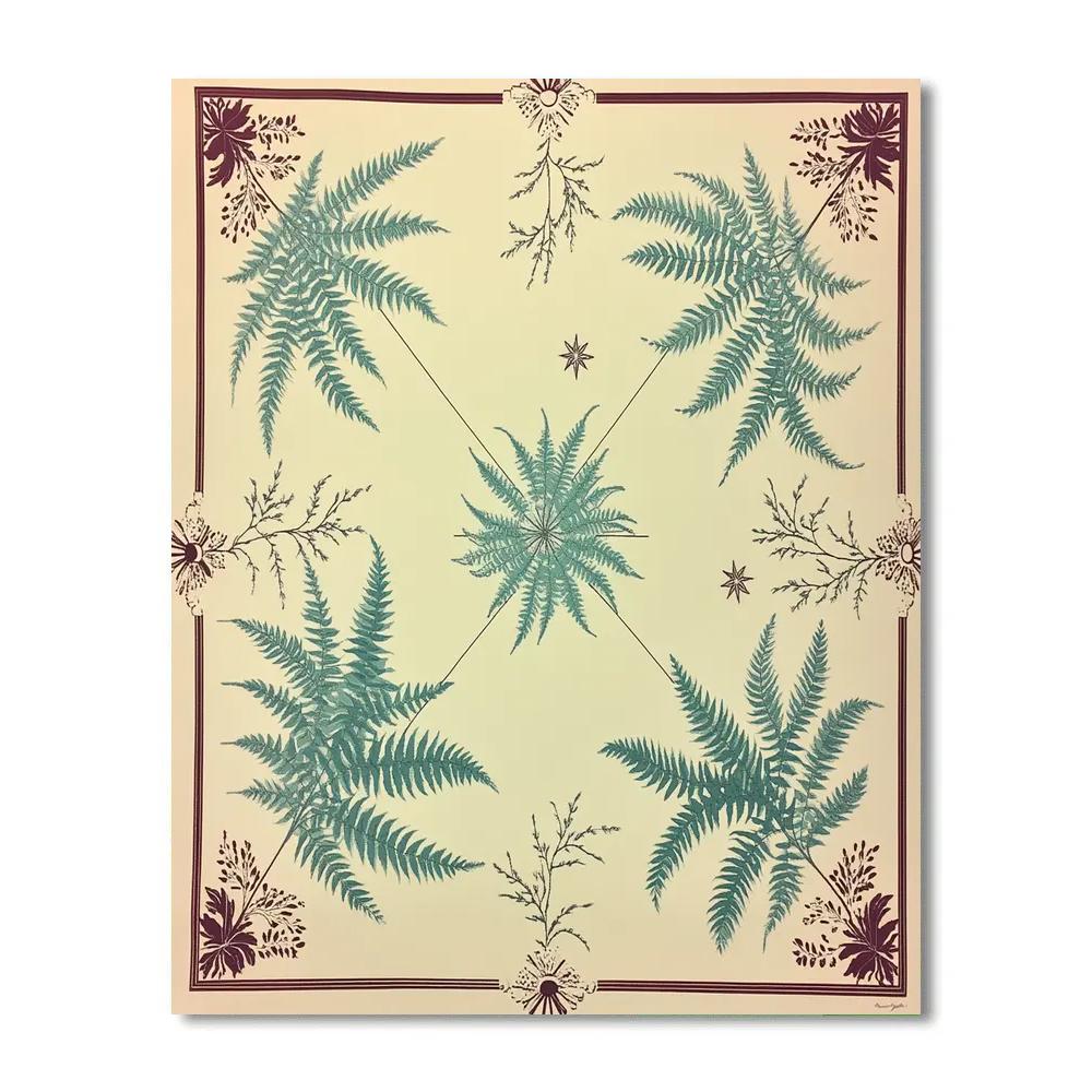 Alphonse Mucha Inspired Star Fern Allegory Number painting