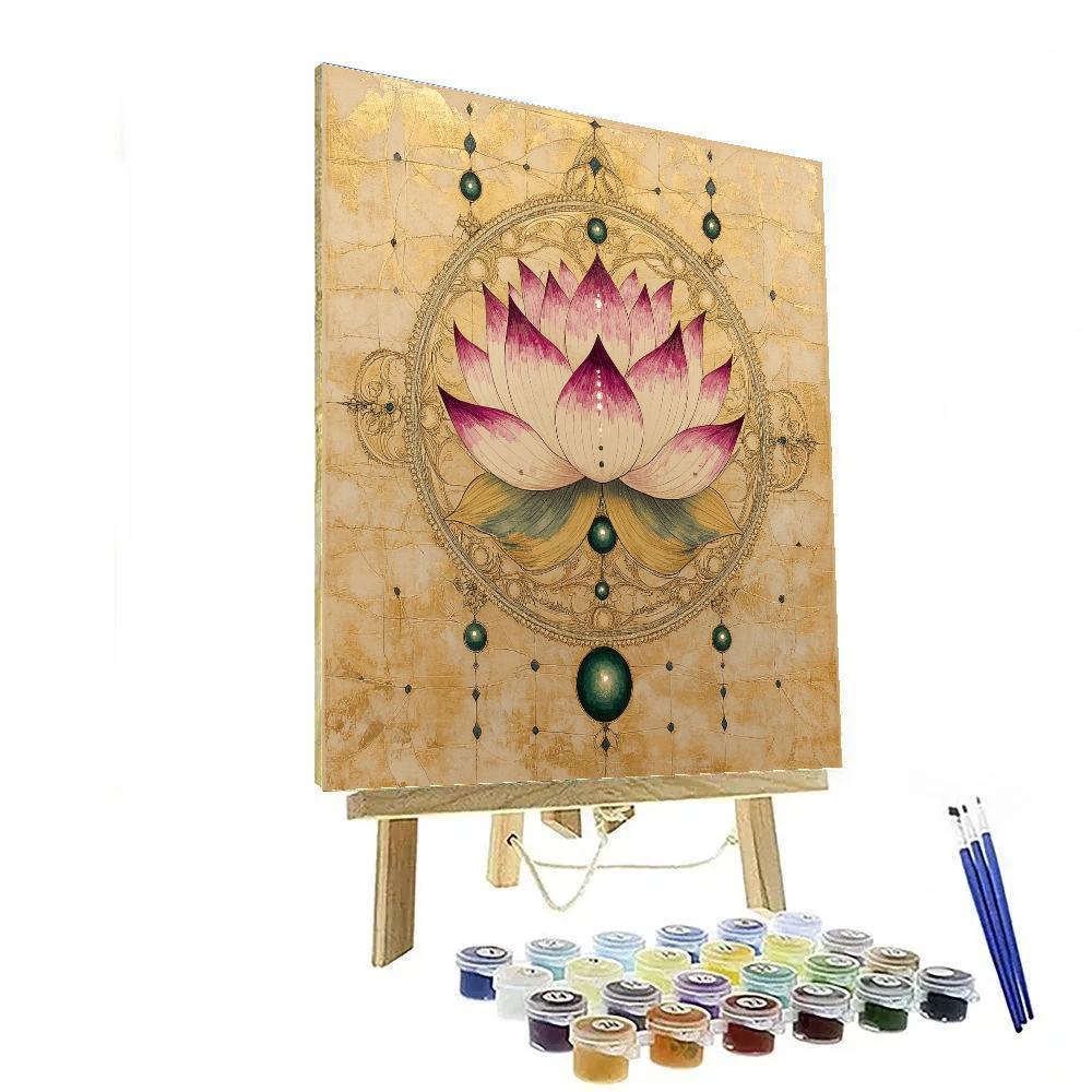 Alphonse Mucha Inspired Luminous Lotus Diagram Paint by numbers art