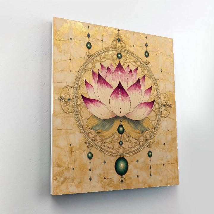 Alphonse Mucha Inspired Luminous Lotus Diagram Paint by numbers art