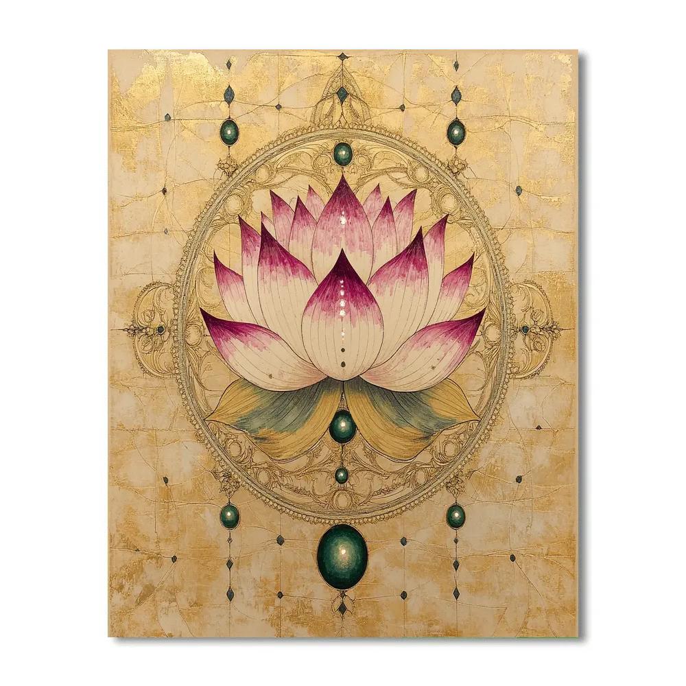 Alphonse Mucha Inspired Luminous Lotus Diagram Paint by numbers art