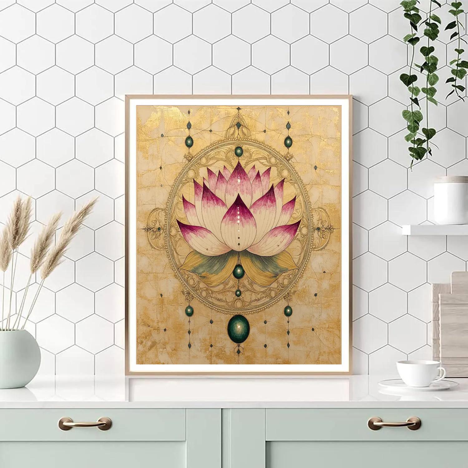 Alphonse Mucha Inspired Luminous Lotus Diagram Paint by numbers art