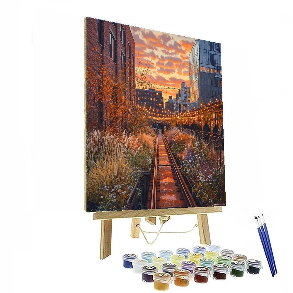 High Line Gardens At Sunset New York City United States Painting by numbers kit