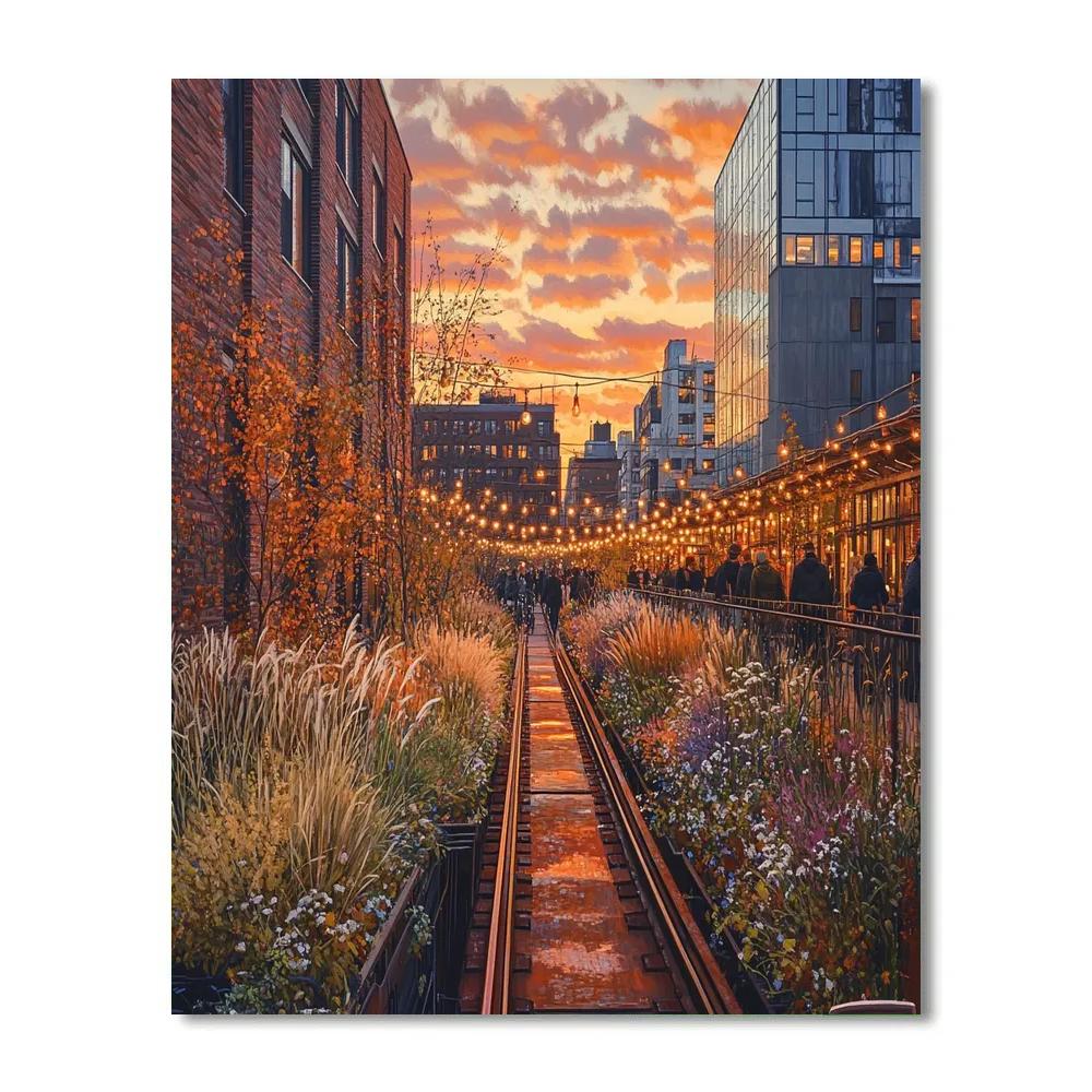High Line Gardens At Sunset New York City United States Painting by numbers kit