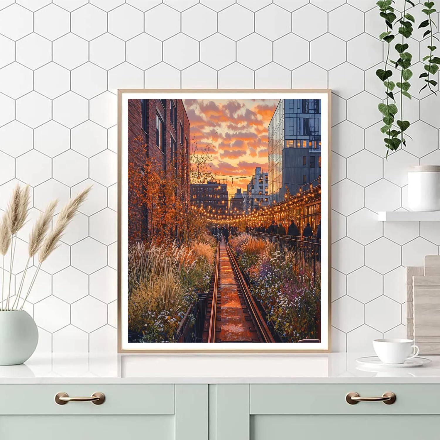 High Line Gardens At Sunset New York City United States Painting by numbers kit