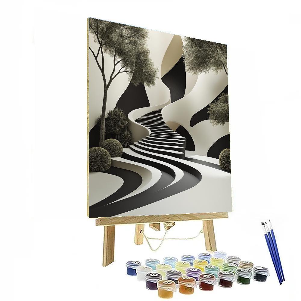 M.C. Escher Inspired Infinite Stair Garden paint by number