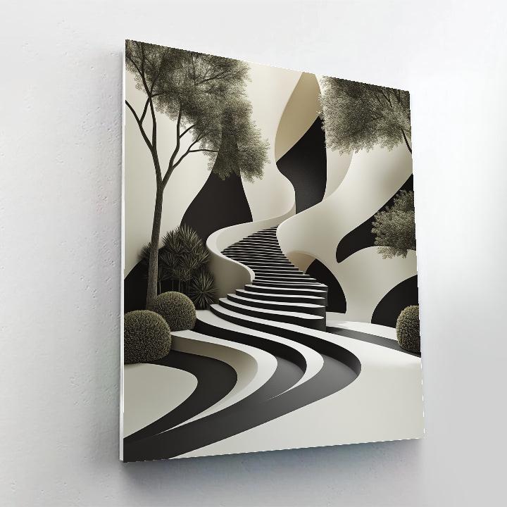 M.C. Escher Inspired Infinite Stair Garden paint by number