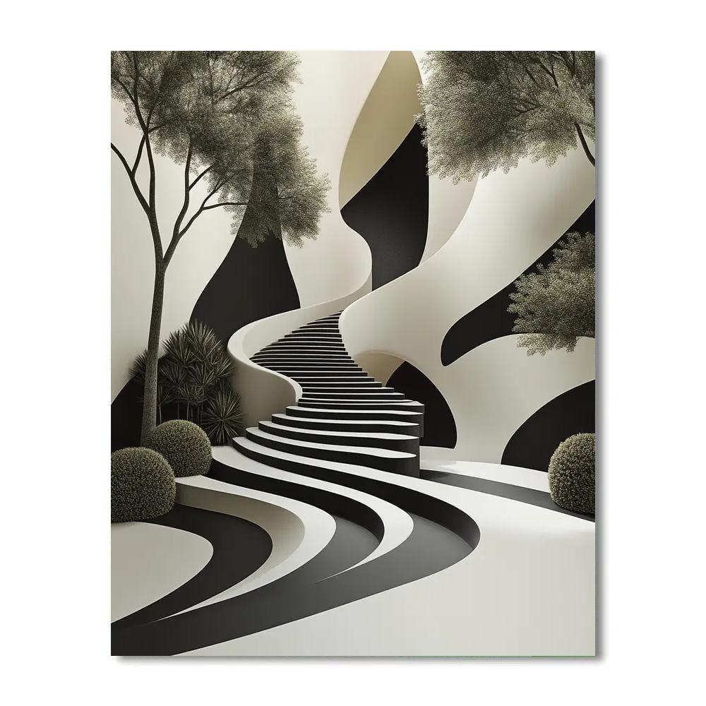 M.C. Escher Inspired Infinite Stair Garden paint by number