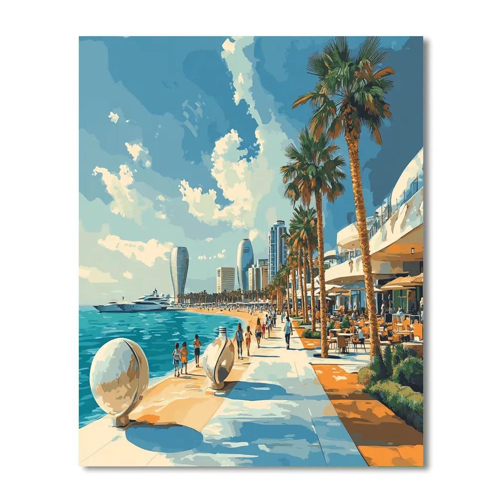 Jumeirah Beach Walk Modern Promenade Dubai United Arab Emirates Paint by numbers art