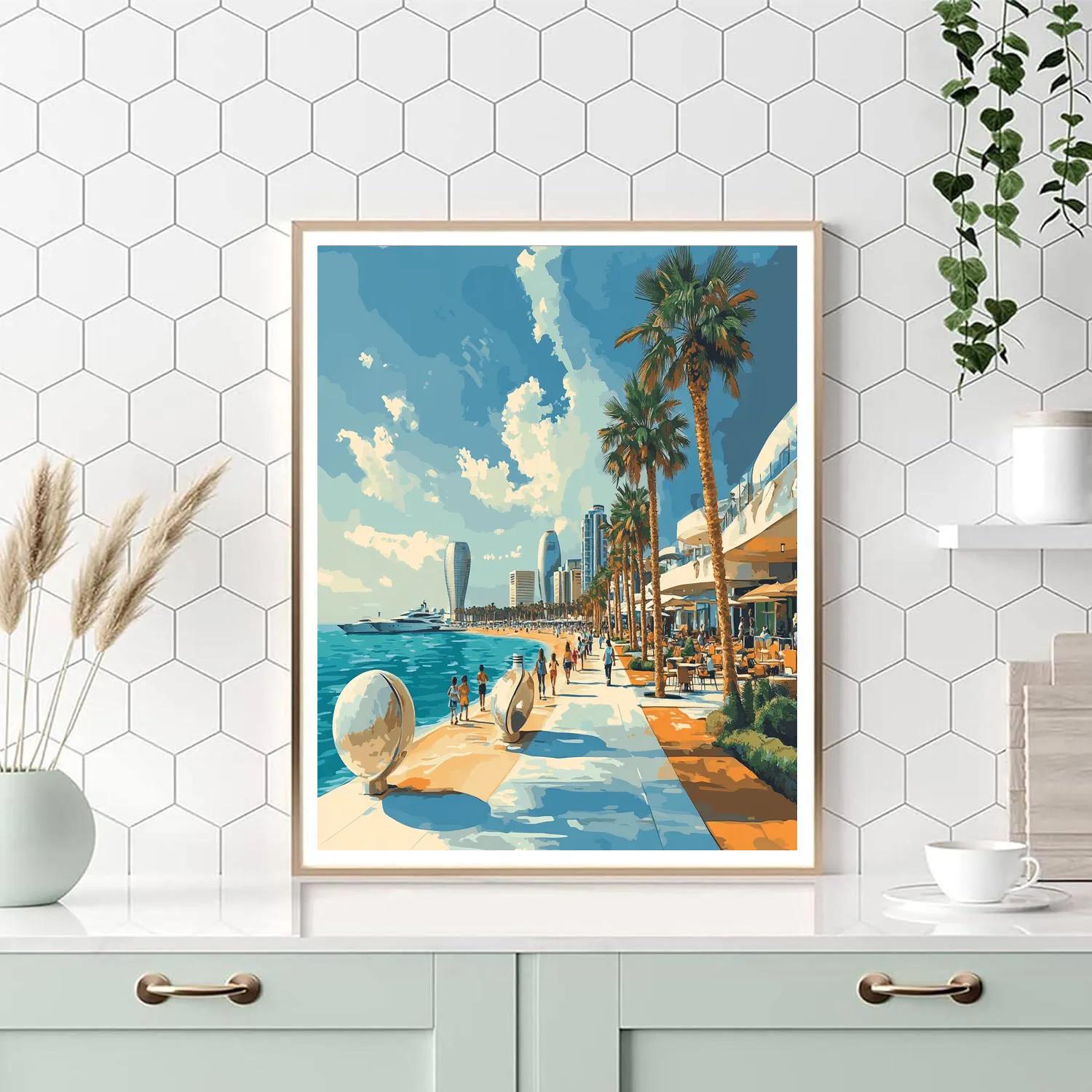 Jumeirah Beach Walk Modern Promenade Dubai United Arab Emirates Paint by numbers art