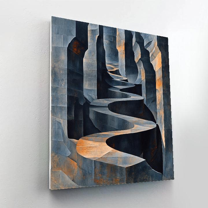 M.C. Escher Inspired Mirrorfold Canyons Number painting