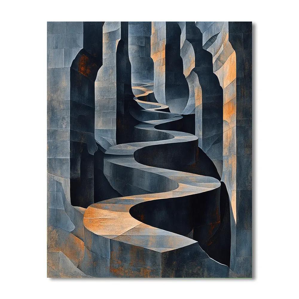 M.C. Escher Inspired Mirrorfold Canyons Number painting