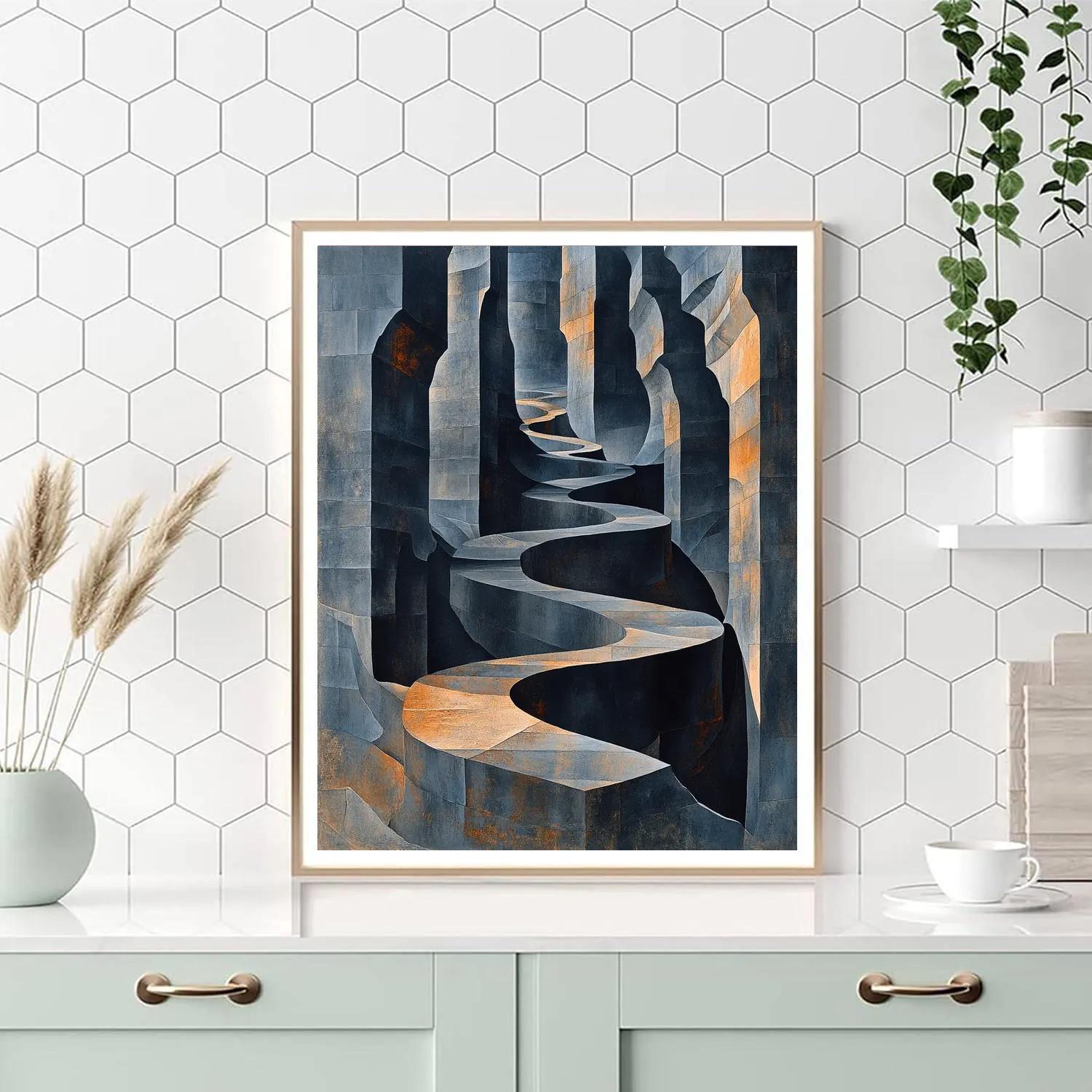 M.C. Escher Inspired Mirrorfold Canyons Number painting