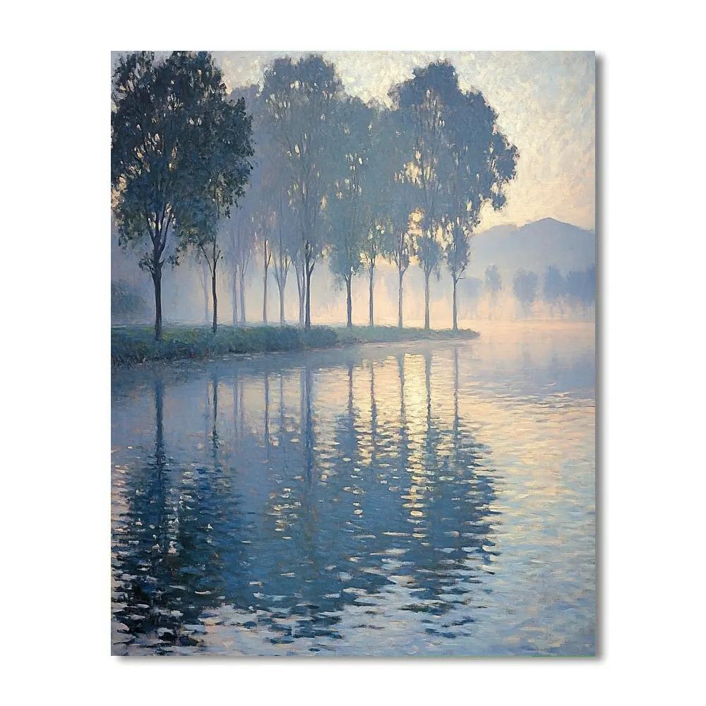 Monet Inspired Morning River Mist paint by color