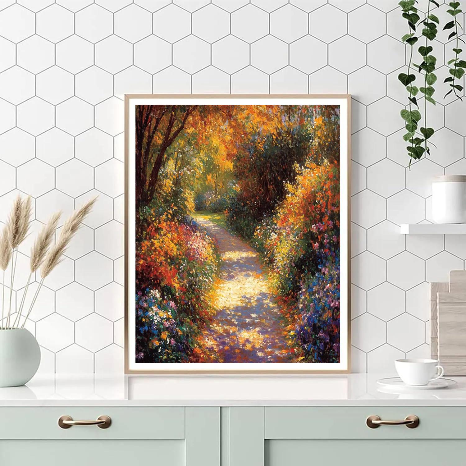 Claude Monet Inspired Autumn Garden Path Number painting