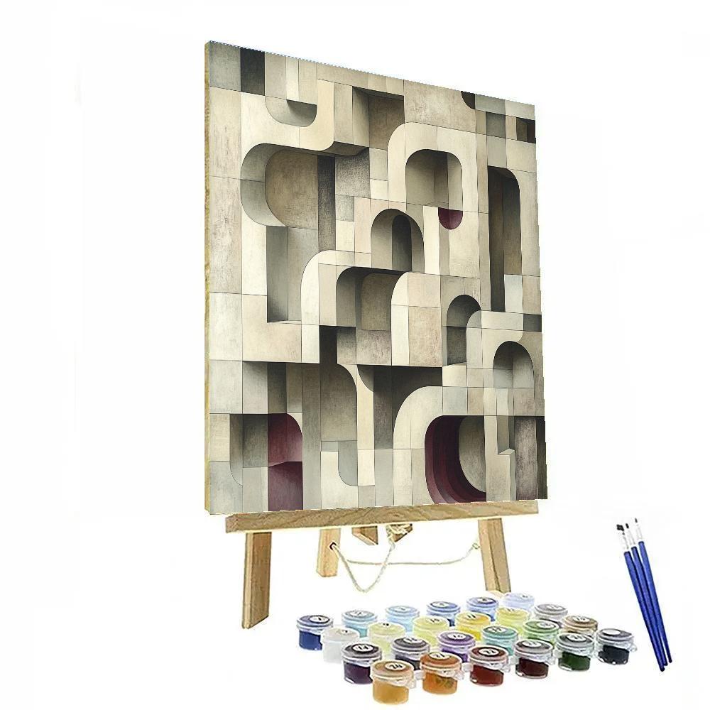 M.C. Escher Inspired Paradoxical Library Of Shapes Number painting