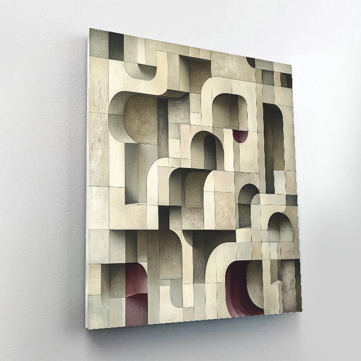 M.C. Escher Inspired Paradoxical Library Of Shapes Number painting