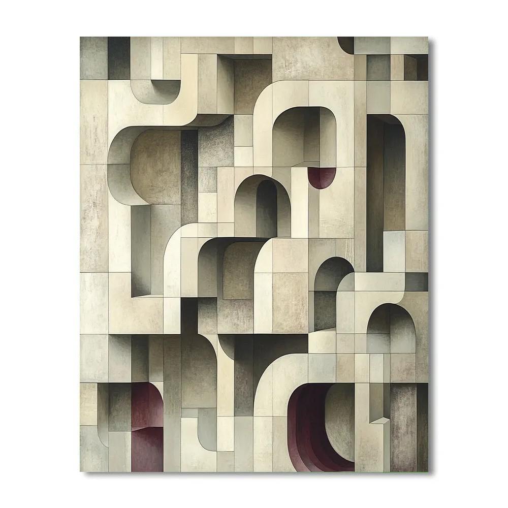 M.C. Escher Inspired Paradoxical Library Of Shapes Number painting