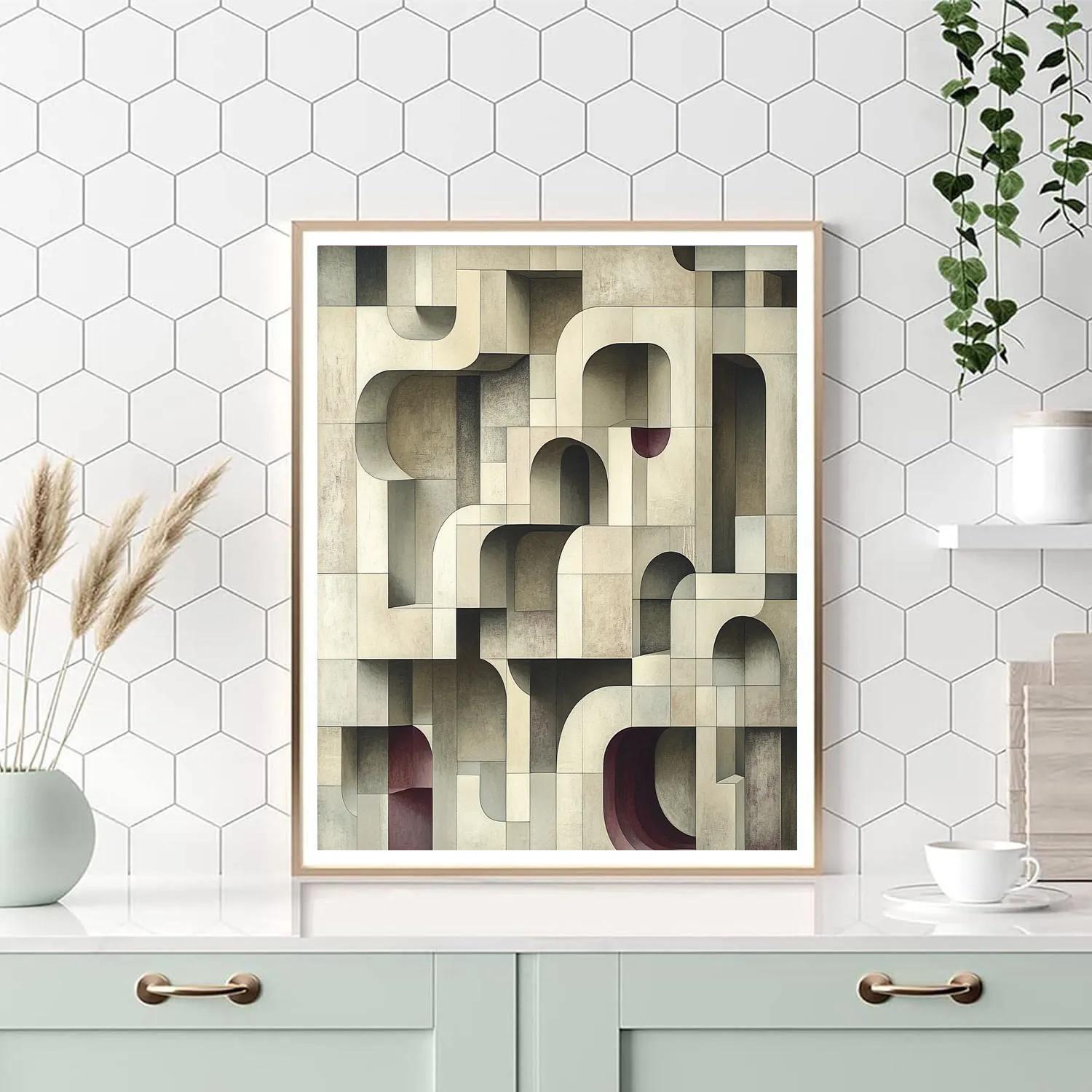 M.C. Escher Inspired Paradoxical Library Of Shapes Number painting