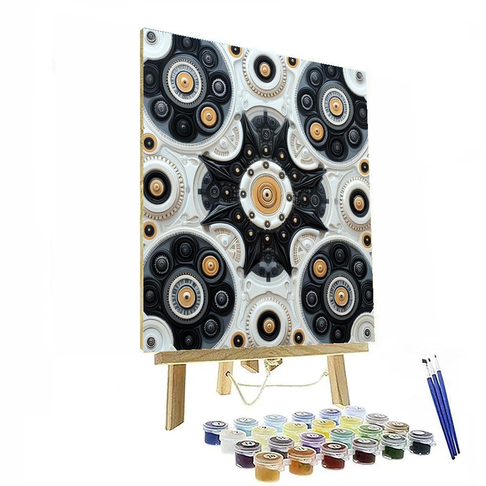 M.C. Escher Inspired Clockwork Esplanade paint by color