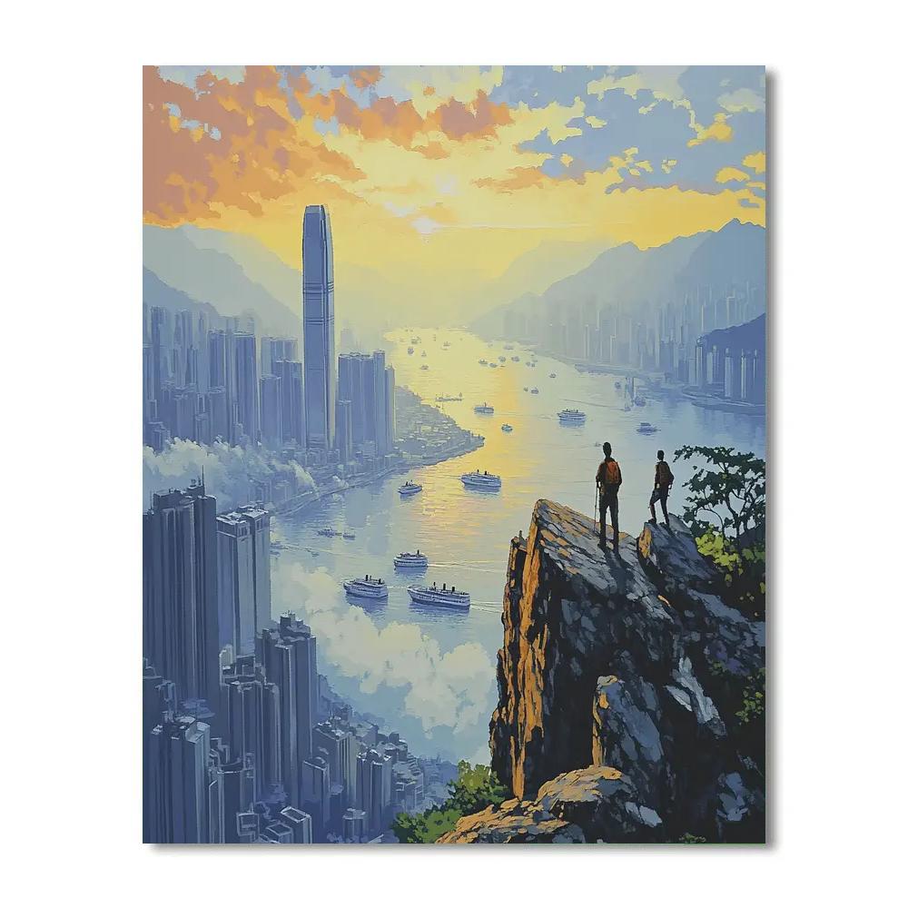 Kowloon Peak Urban Overlook Hong Kong China painting number kit