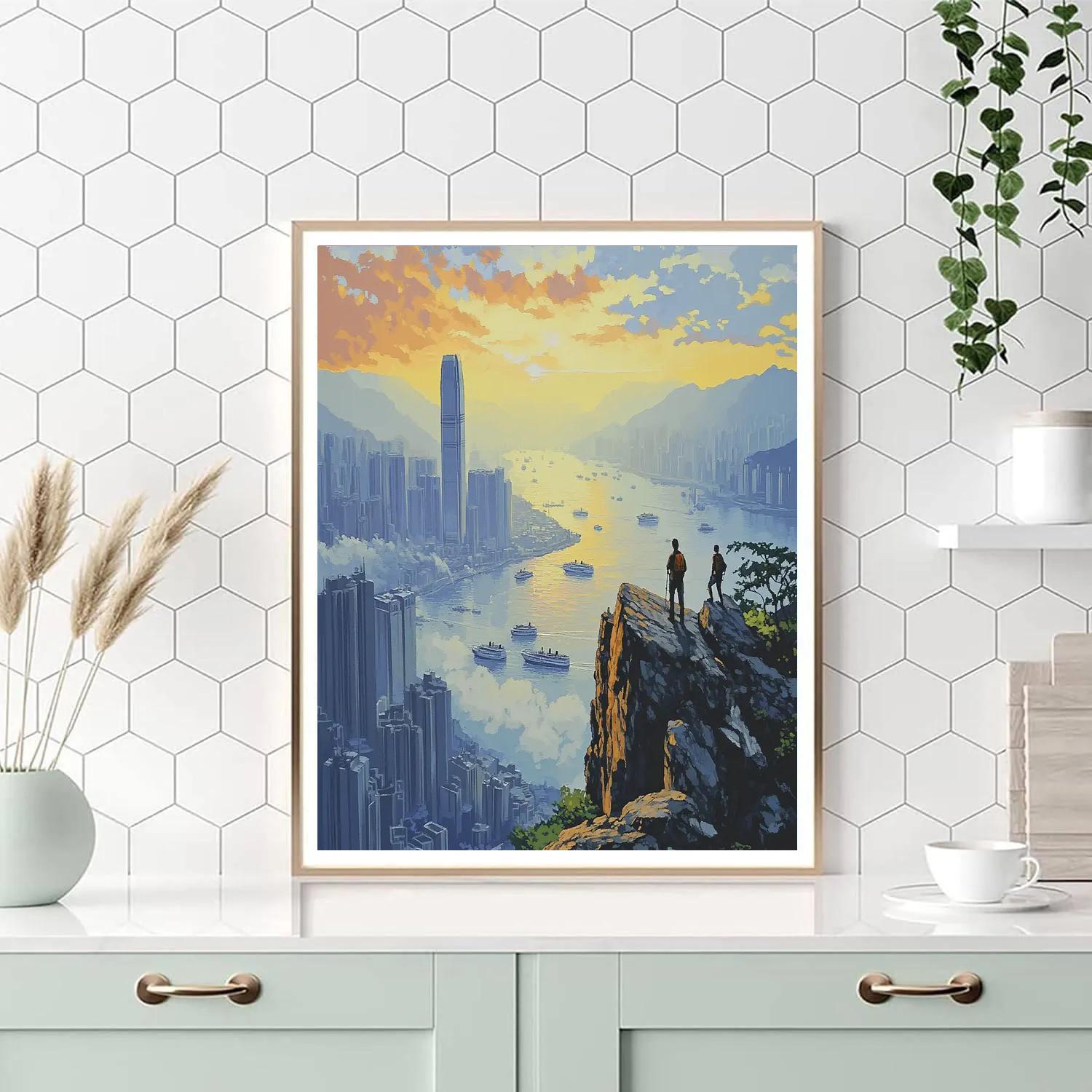 Kowloon Peak Urban Overlook Hong Kong China painting number kit