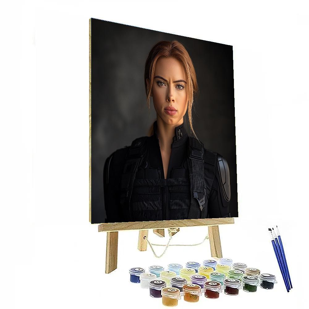 Scarlett Johansson: Embodying The Shadowy Grace Of Black Widow Painting by numbers kit