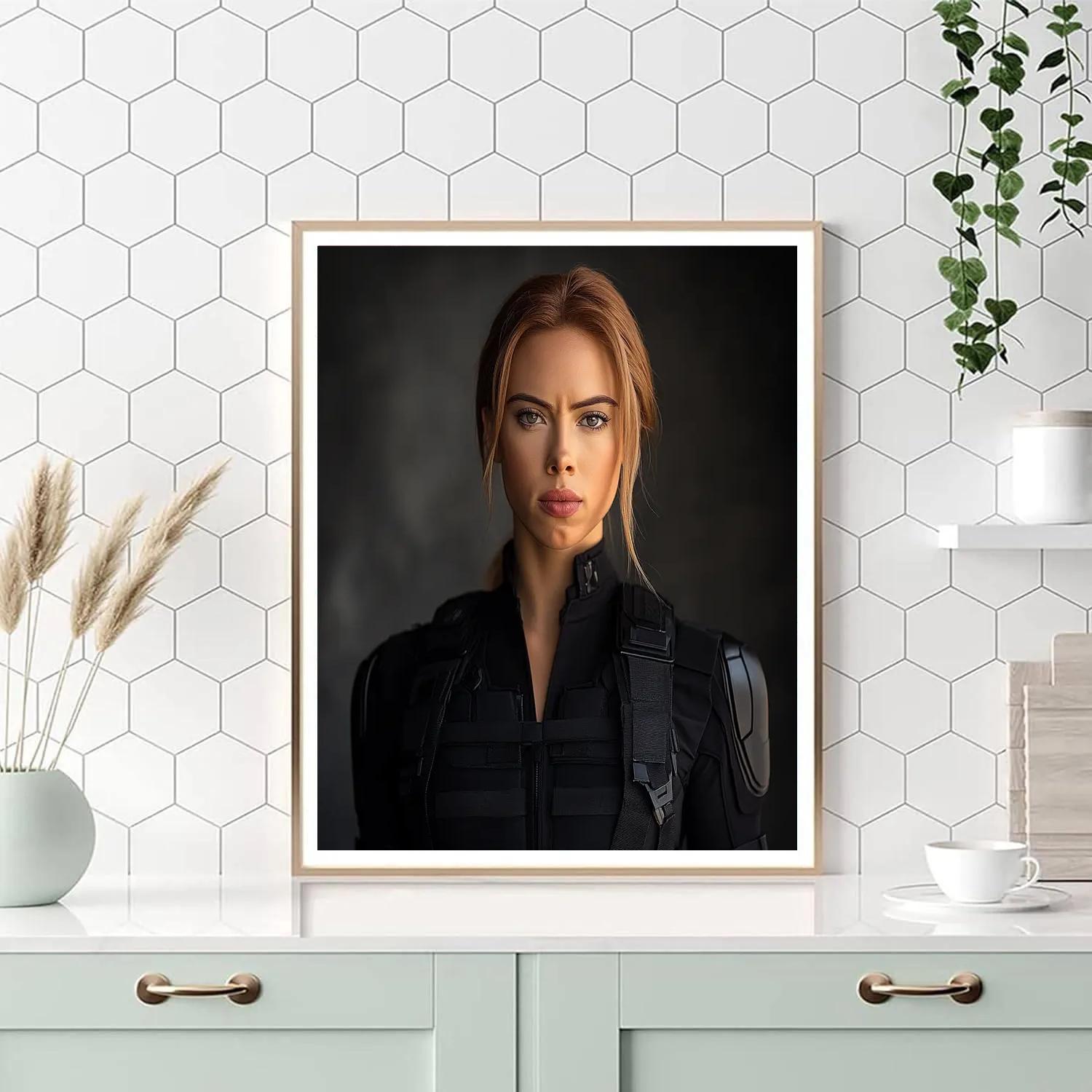 Scarlett Johansson: Embodying The Shadowy Grace Of Black Widow Painting by numbers kit