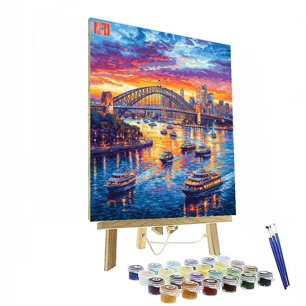 Sunset Glow Over Sydney Harbour Bridge Australia Number painting