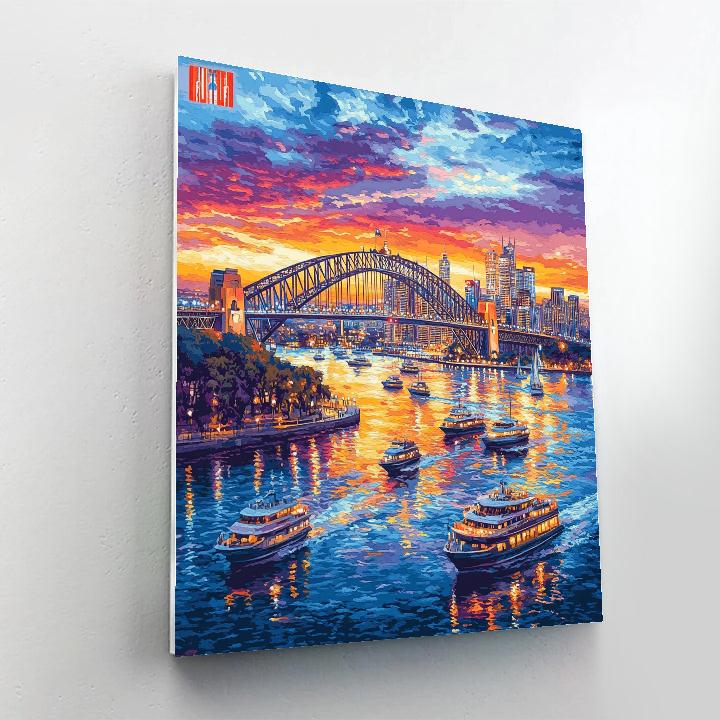 Sunset Glow Over Sydney Harbour Bridge Australia Number painting