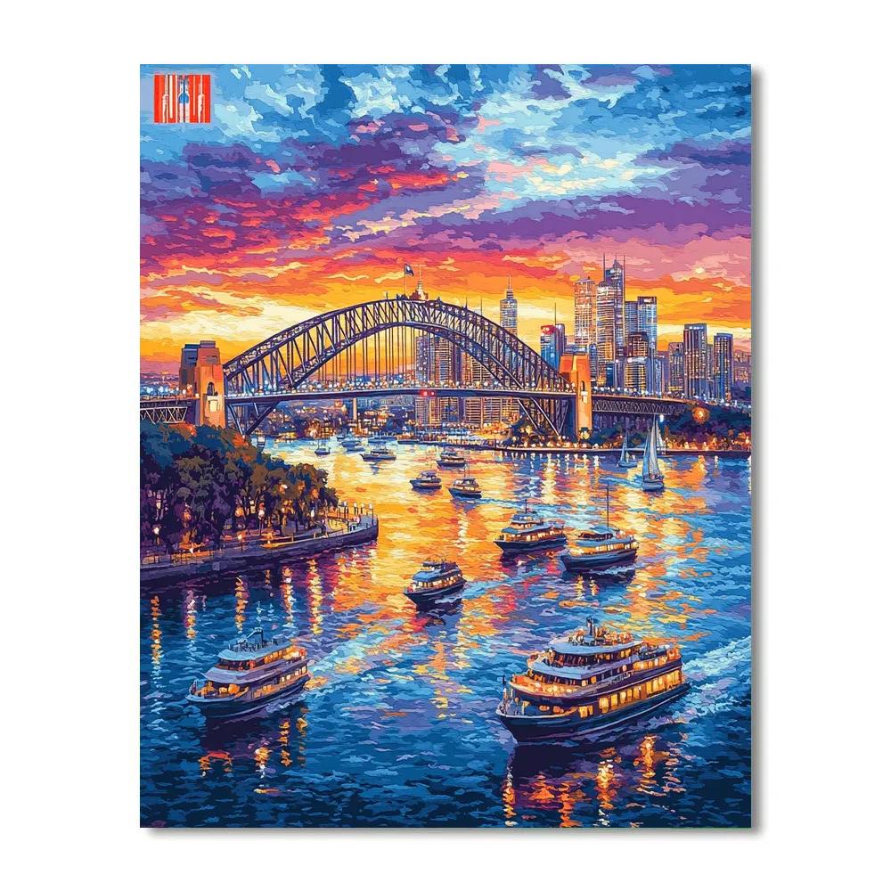 Sunset Glow Over Sydney Harbour Bridge Australia Number painting
