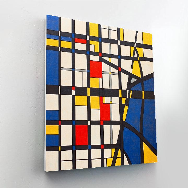 Piet Mondrian Inspired City Map Numbered painting kits