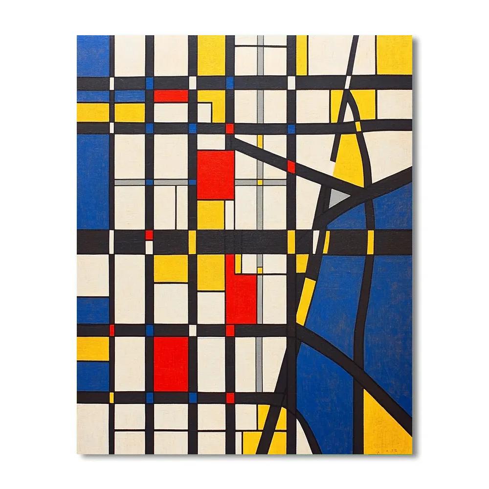 Piet Mondrian Inspired City Map Numbered painting kits