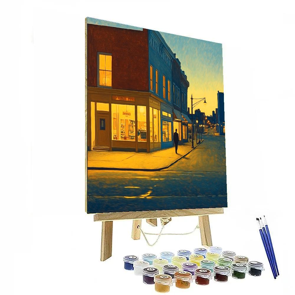 Edward Hopper Inspired Evening Street DIY paint by numbers