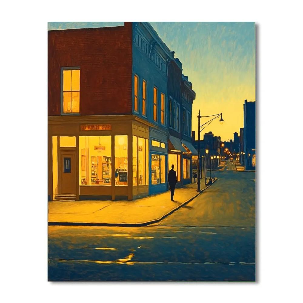 Edward Hopper Inspired Evening Street DIY paint by numbers