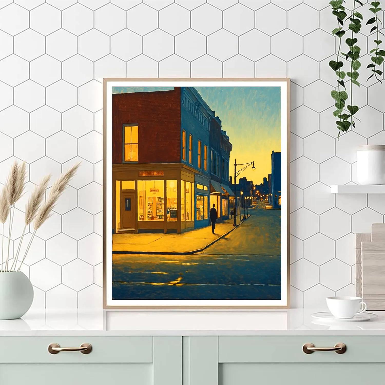 Edward Hopper Inspired Evening Street DIY paint by numbers