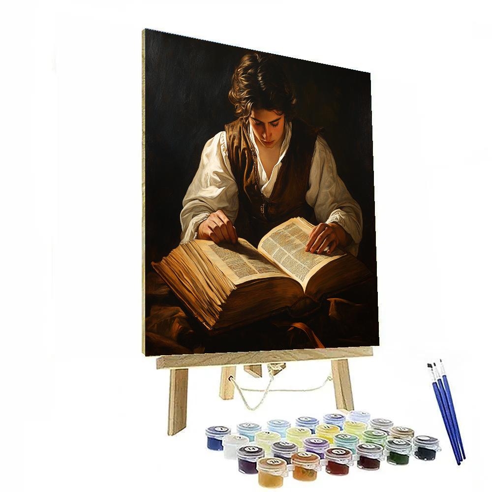 Caravaggio Inspired Dramatic Library Study Paint by numbers art