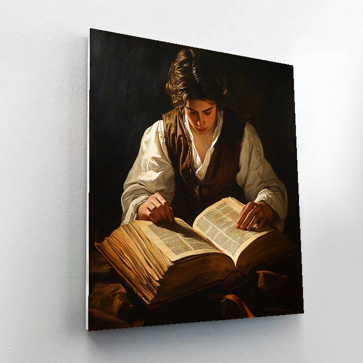 Caravaggio Inspired Dramatic Library Study Paint by numbers art