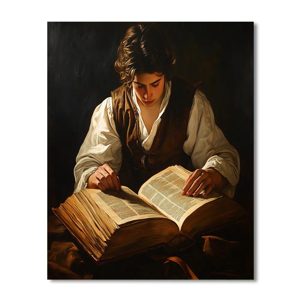Caravaggio Inspired Dramatic Library Study Paint by numbers art