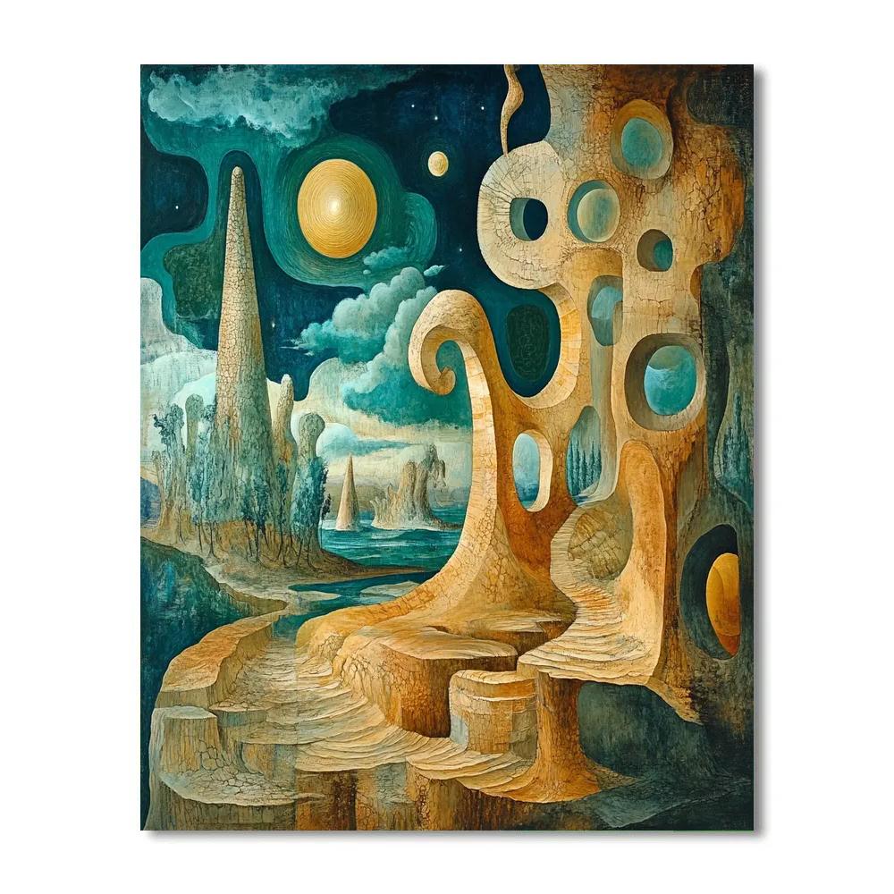 Max Ernst Inspired Dreamlike Landscape Paint by numbers art