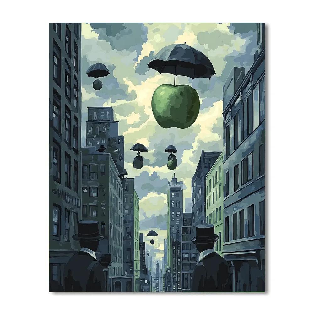 René Magritte Inspired Surreal Streetscape Numbered painting kits