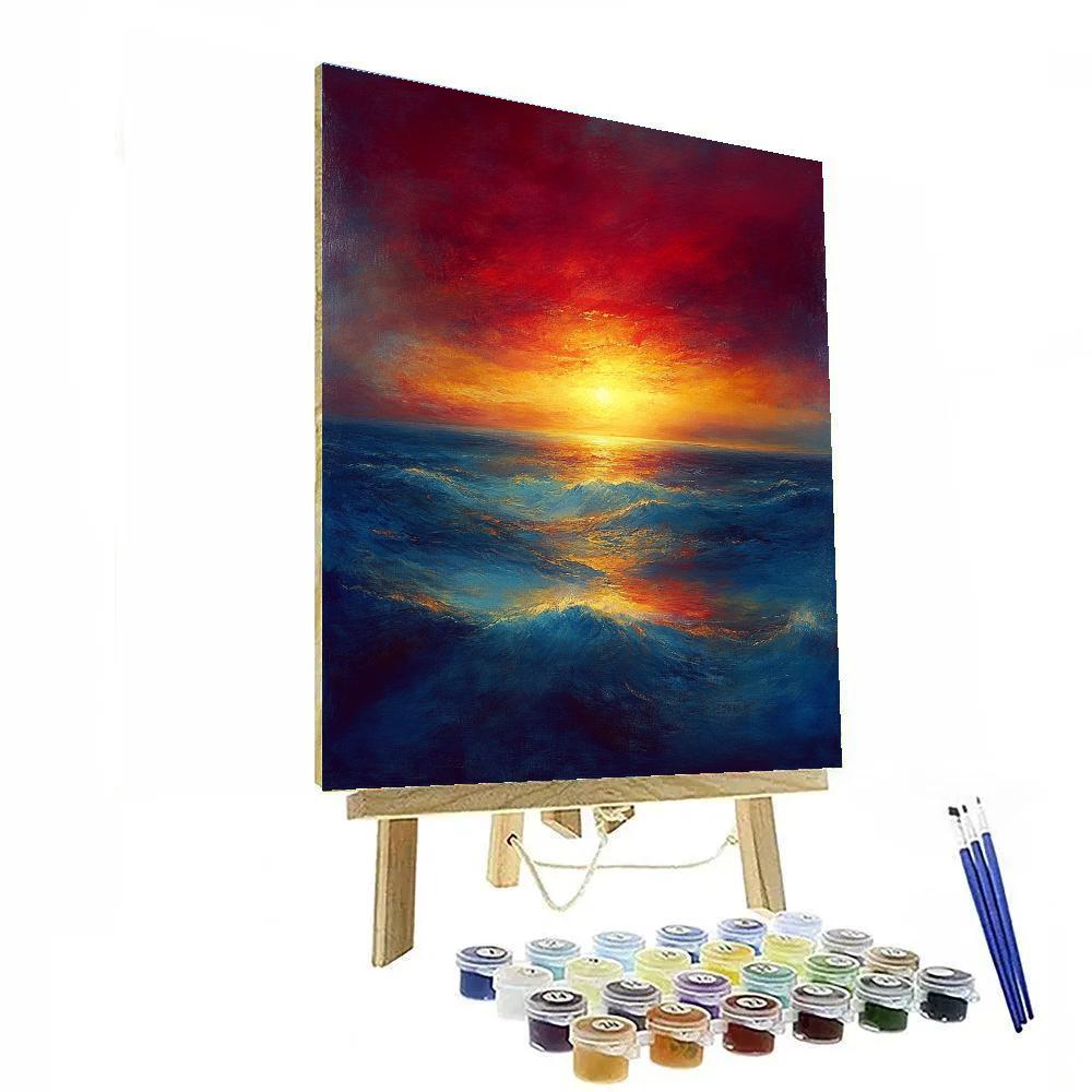 J.M.W. Turner Inspired Sunset Over Ocean Numbered painting kits