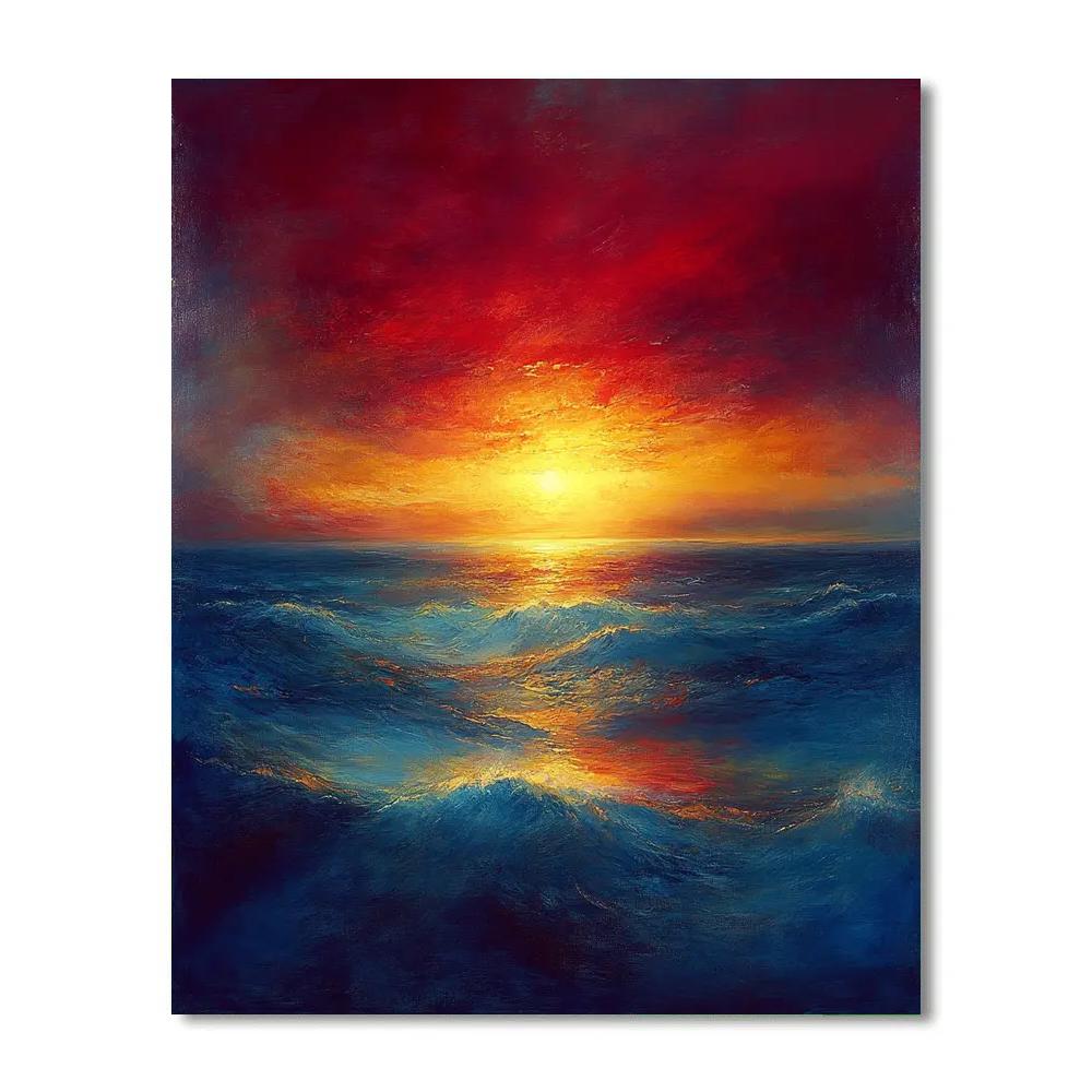 J.M.W. Turner Inspired Sunset Over Ocean Numbered painting kits