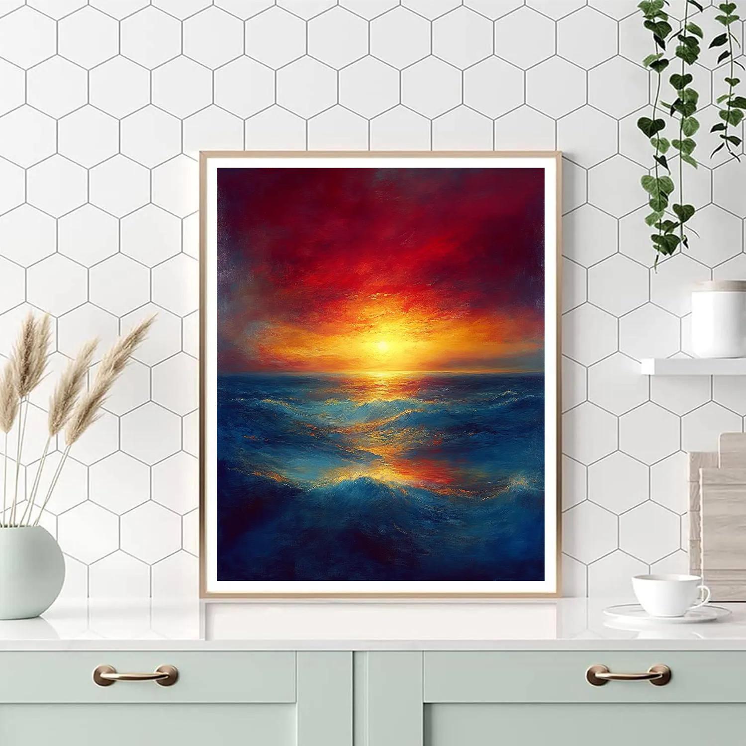 J.M.W. Turner Inspired Sunset Over Ocean Numbered painting kits